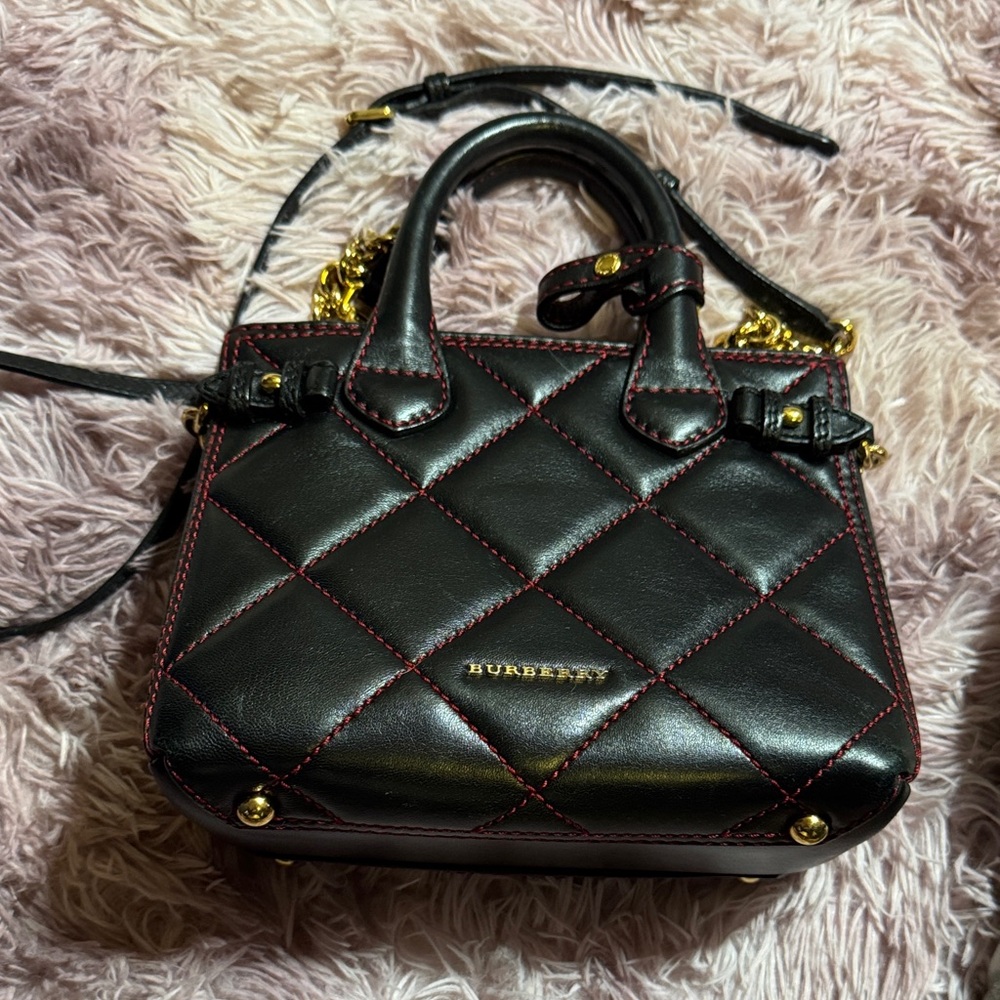 Burberry Black and Red Quilted Mini Bag